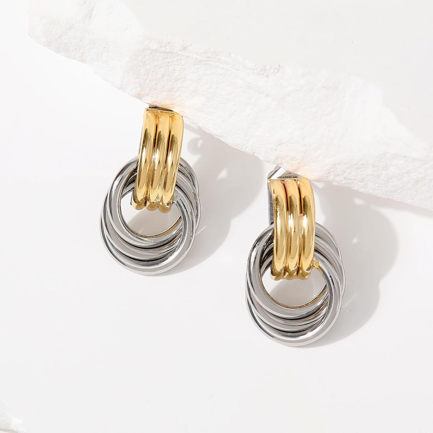 Trendy Gold Plated Knot Earrings for Women Chunky Statement Drop Dangle Earrings Lightweight Fashion Accessories Gold Jewelry