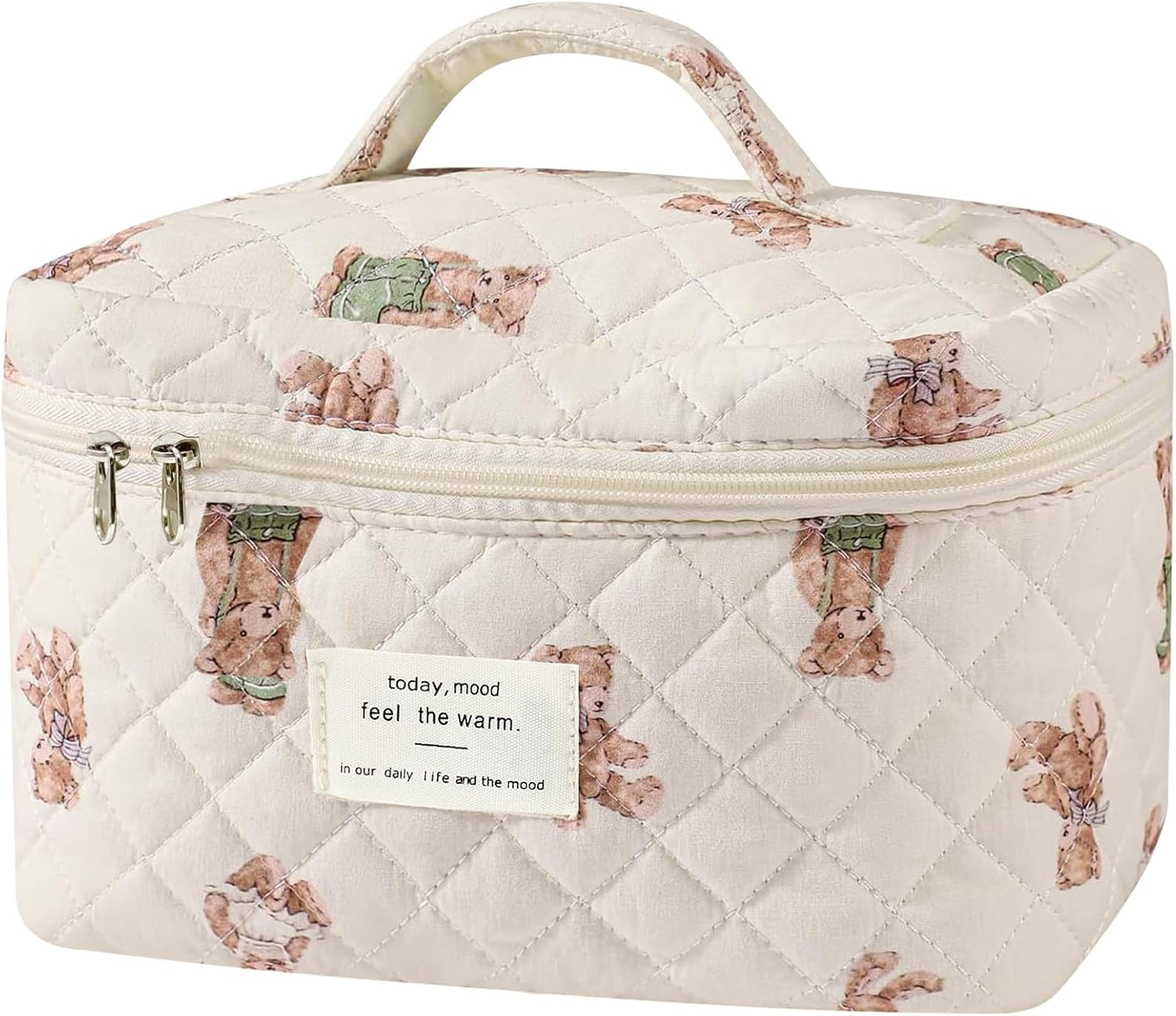 Large Makeup Bag, Cute Cosmetic Bag for Women Girls, Floral Coquette Aesthetic Toiletry Bag, Travel Make Up Organizer Bag (BDLH)