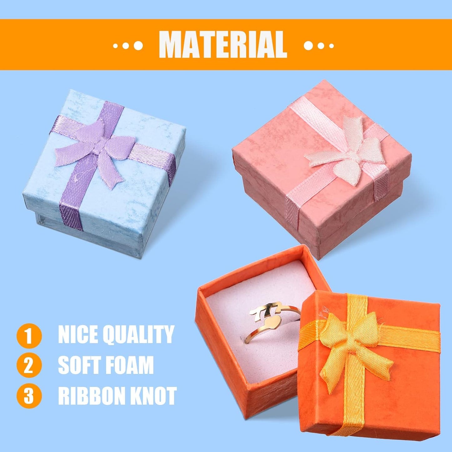 24 Pack Jewelry Gift Boxes Jewelry Box Gift Cases with Ribbon Bow for Birthday Wedding