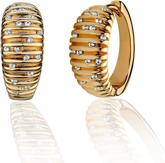 Cubic Zirconia Huggie Earrings 14k Gold Plated Tiny Earrings Small Huggie Hoop Earrings Simple Lightweight Hoops Gift for Women