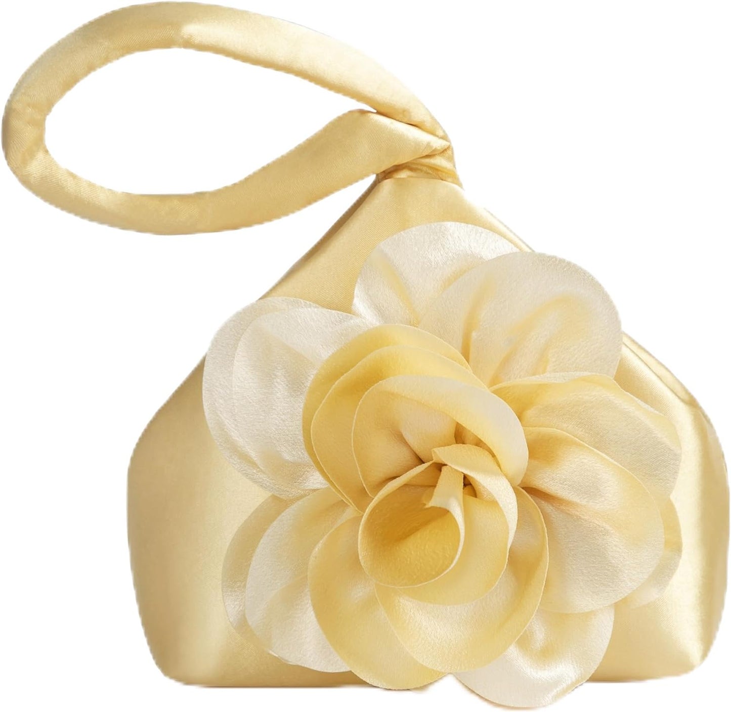 Clutch Purses for Women - Evening Bags Flower Satin Handbag Classy Wristlet Purse for Party Daily Wedding