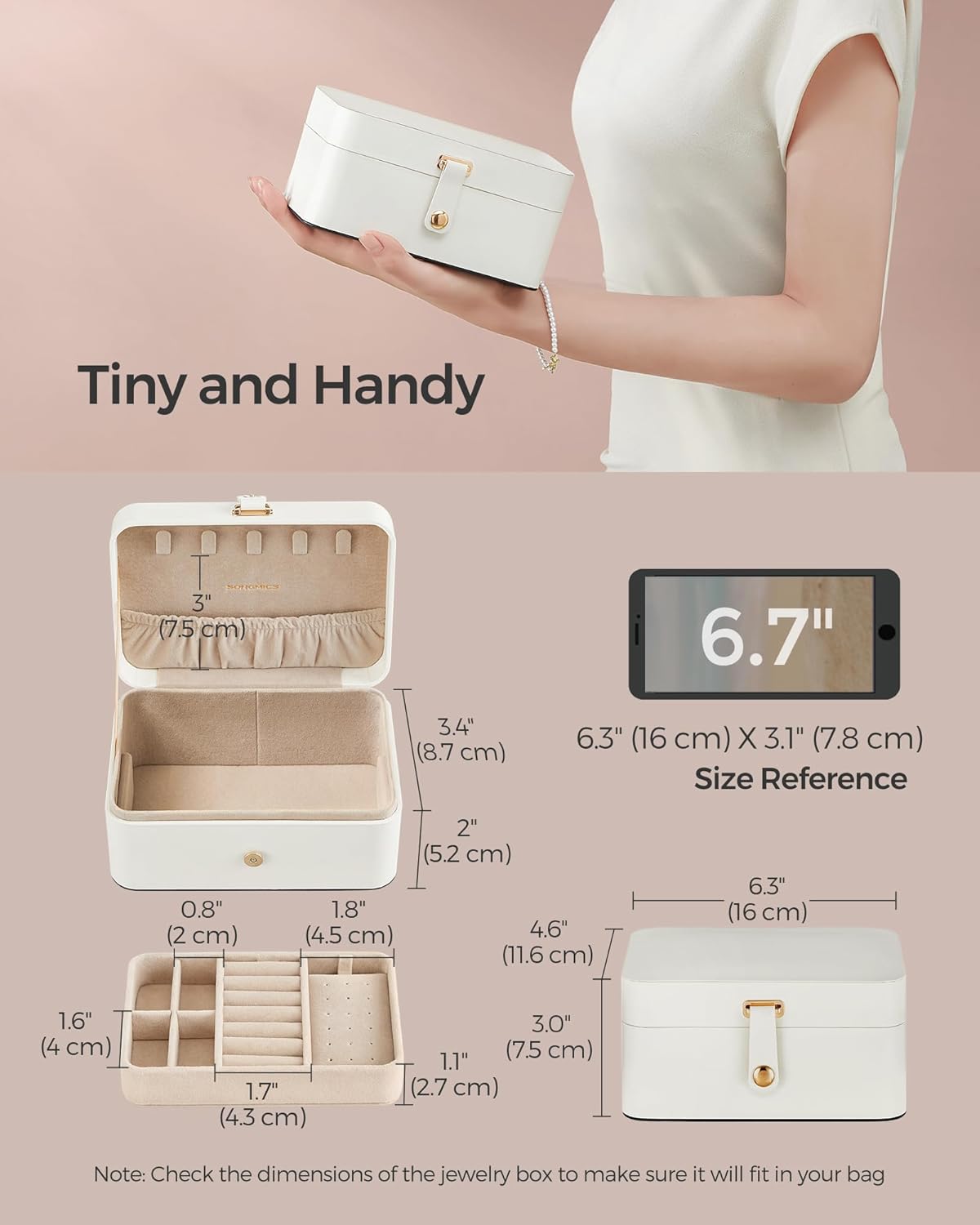 2-Layer Jewelry Organizer Box for Earrings, Necklaces, Bracelets - Portable Jewelry Storage with Large Capacity