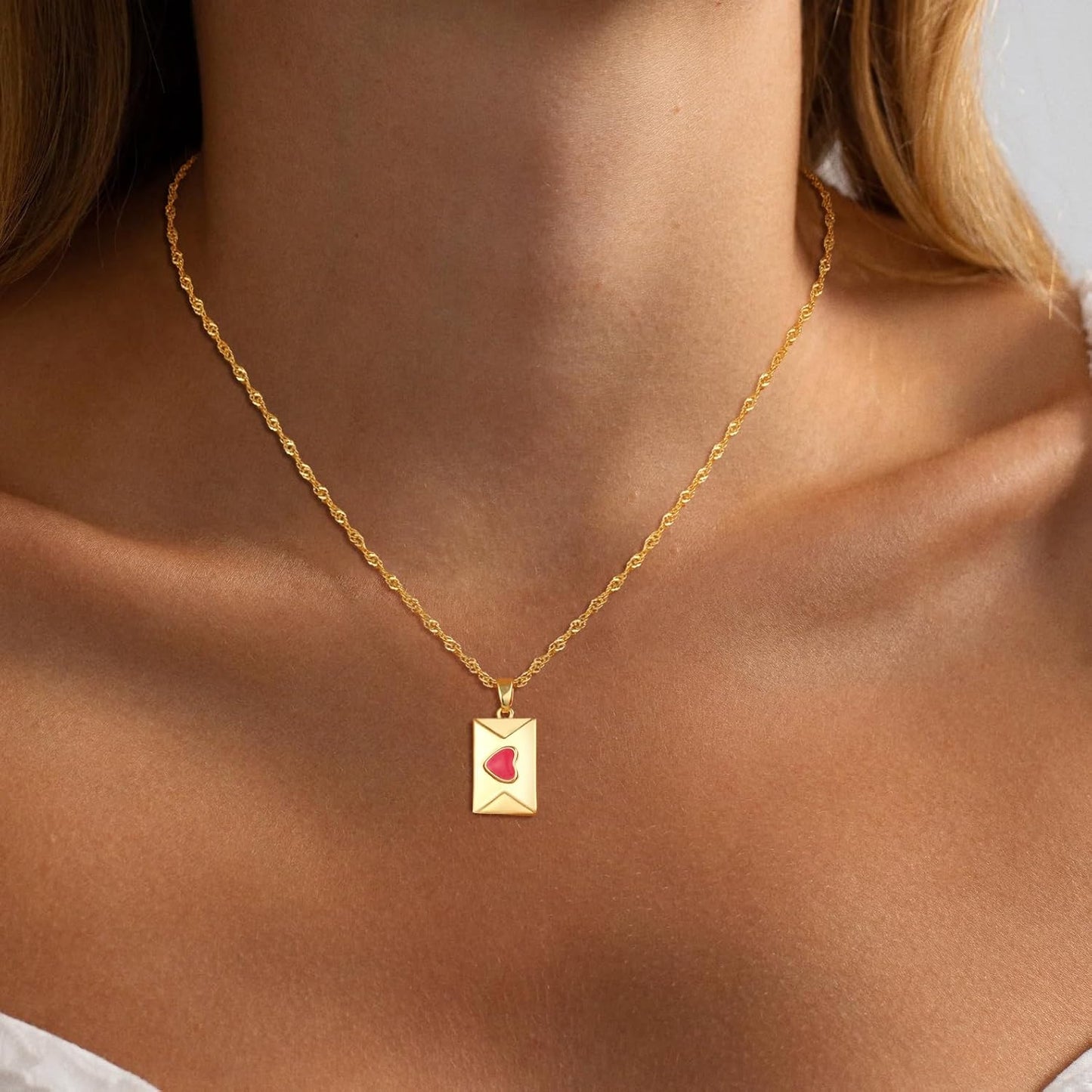 Delicate Heart Pendant Necklace, 14K Gold Plated Dainty Chain, Gift for Women