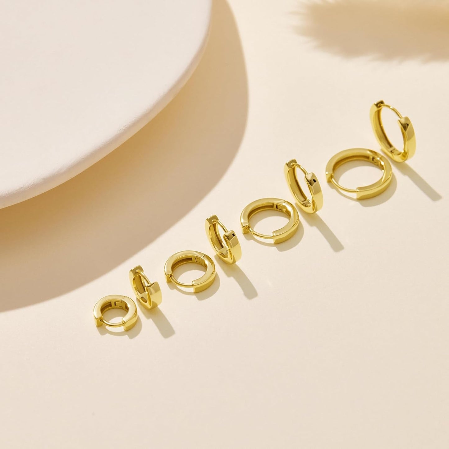 Small Gold Huggie Hoop Earrings Set for Women Men Hypoallergenic 14K Plated Stack Cartilage Earrings, Multiple Piercing