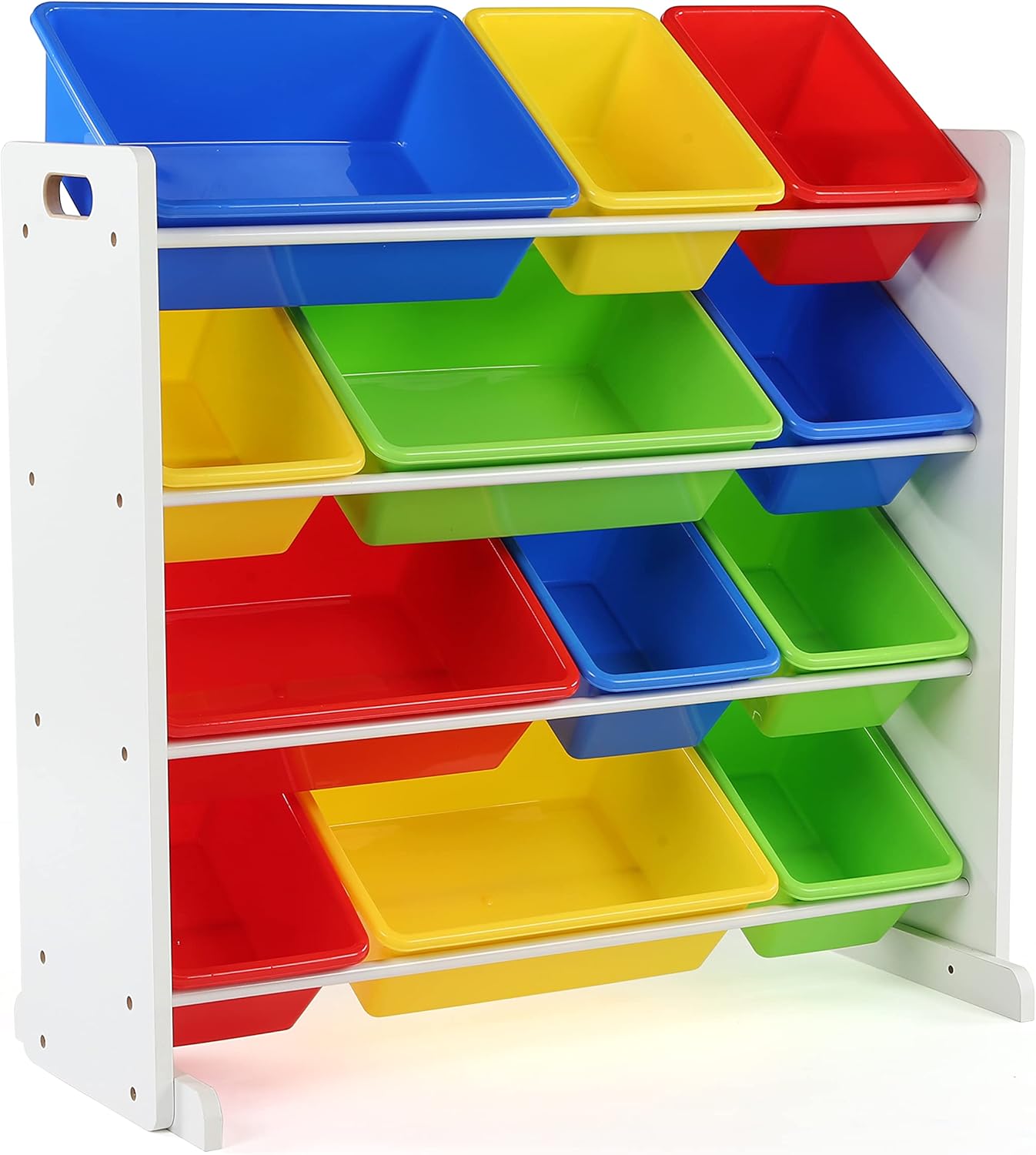 Toy Storage Organizer with 12 Plastic Bins,  Removable Bins for Playroom, Bedroom