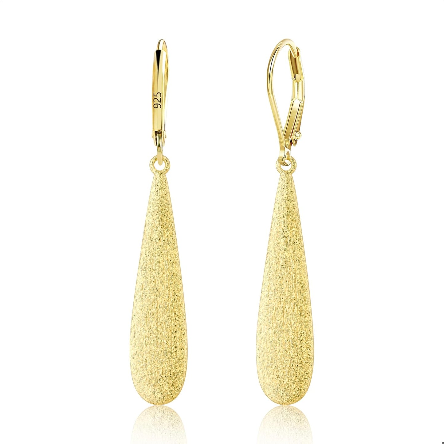 925 Sterling Silver Long Teardrop Dangle Earrings for Women Hypoallergenic Drop Leverback Earrings Trendy Silver Long
