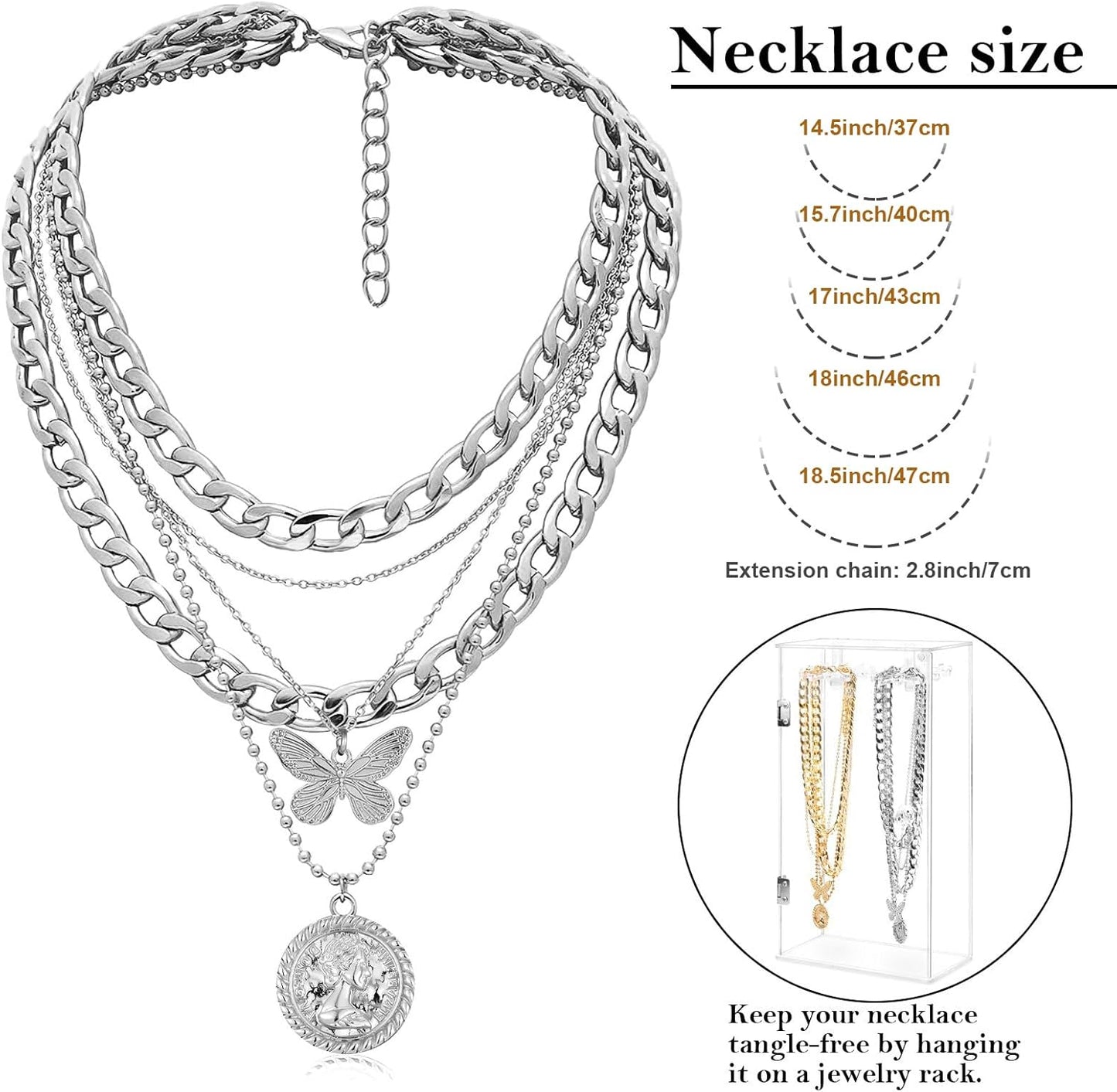 Retro Coin Pendant Necklace - Gold Layered Chunky Chain Choker for Women, Birthday Gift