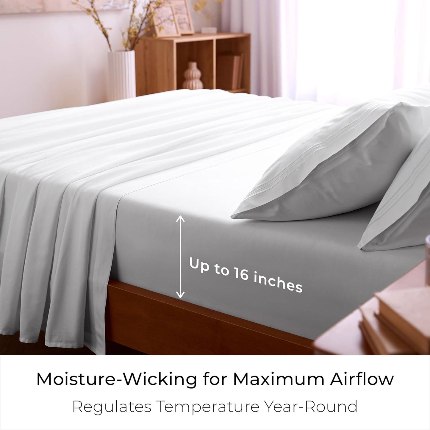 Queen Sheets Set - 4 count  Bedding - Hotel Luxury, Extra Soft, Cooling Bed Sheets