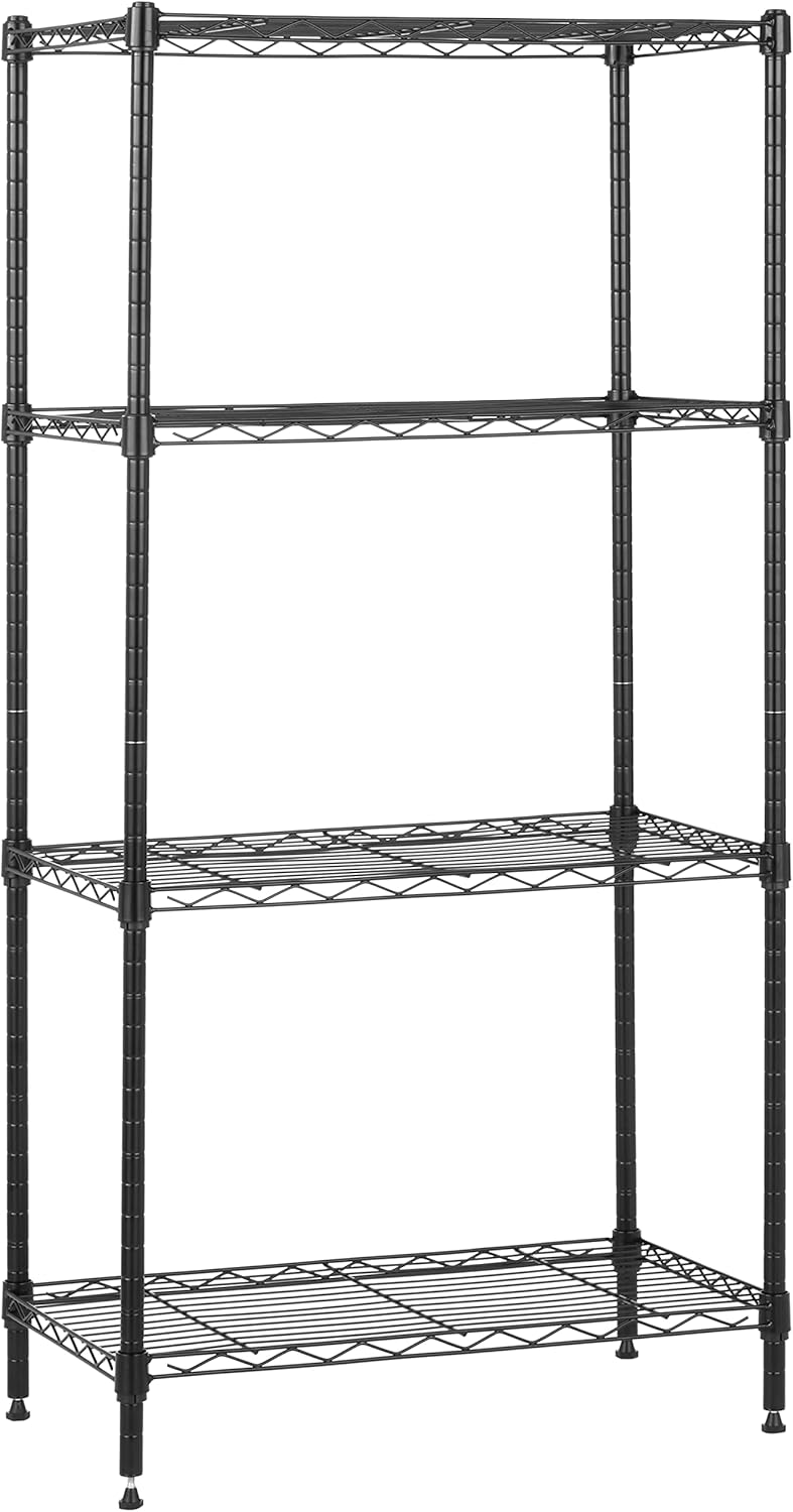 4-Shelf Steel Wire Storage Rack, Adjustable, Sturdy, Easy Assembly, 13.4 D x 23.2 W x 48 H in