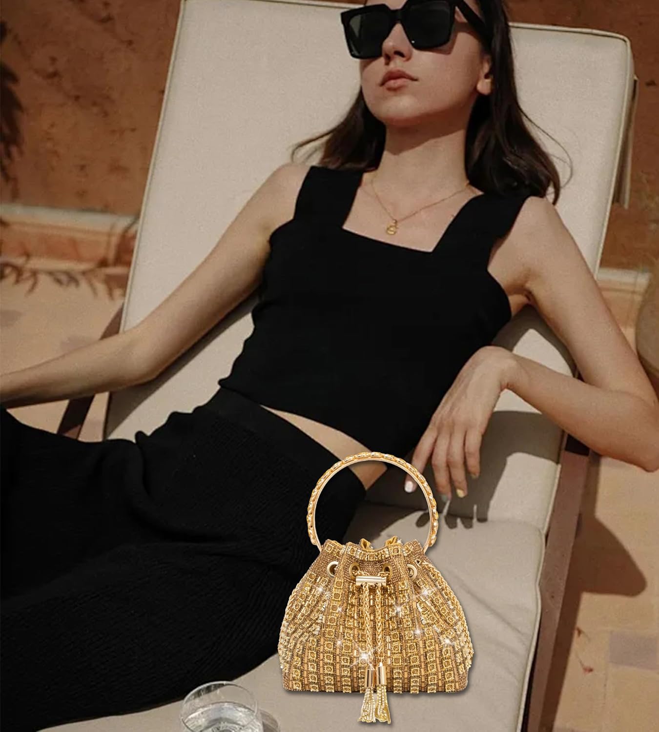 Sparkly Diamond Evening Bag for Women Rhinestone Purse Glitter Handbag for Party Prom Cocktail Wedding