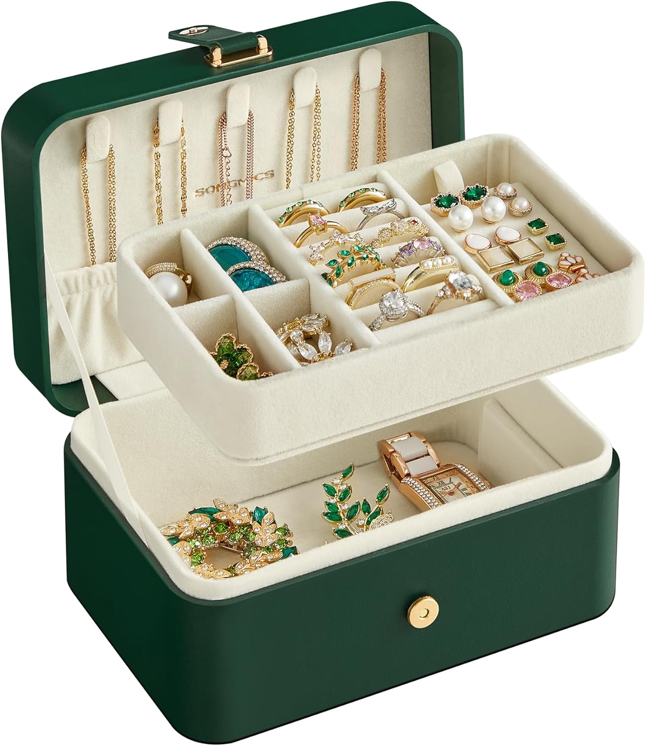 Travel Jewelry Case, 2-Layer Jewelry Holder Organizer, Portable Versatile Earring Storage