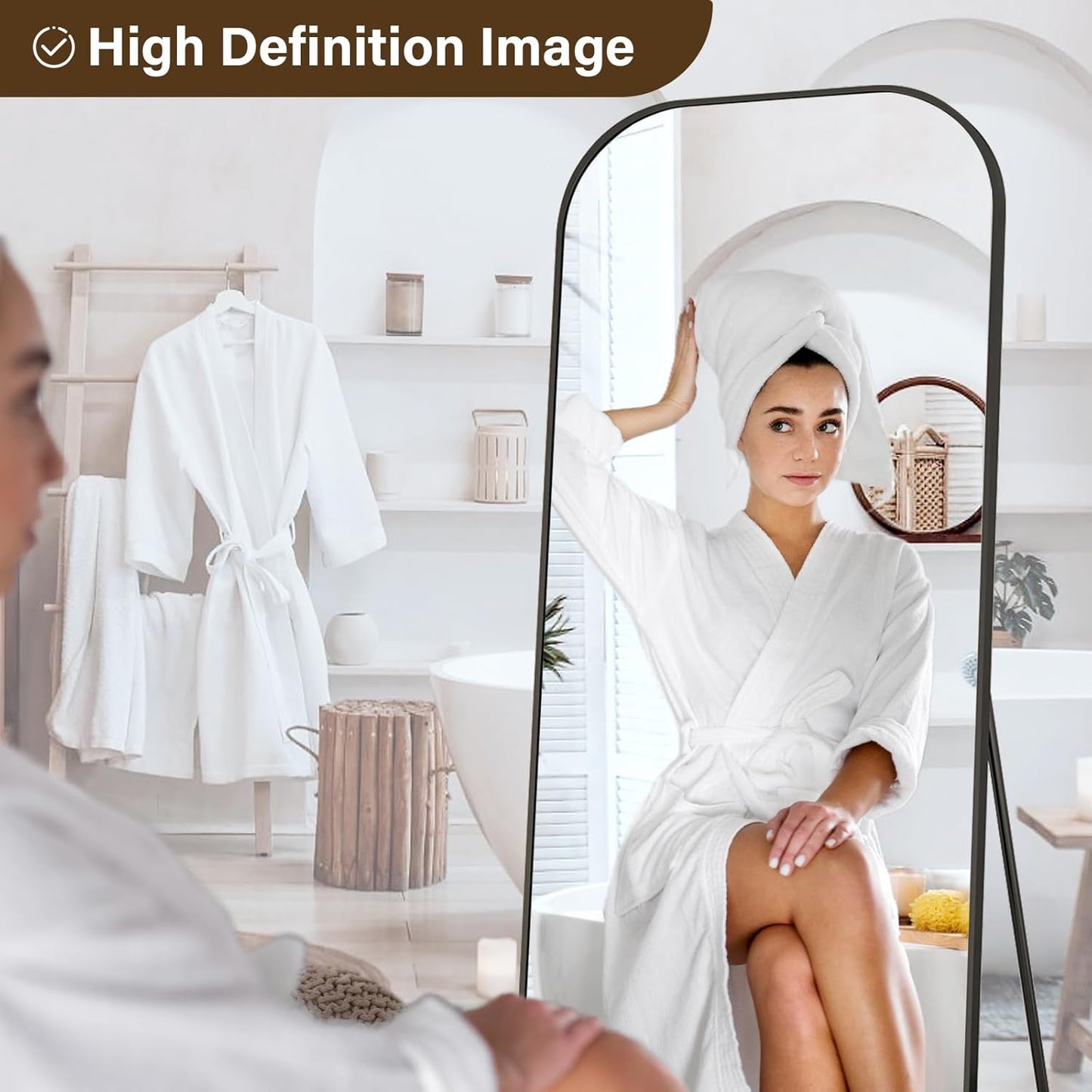 56x21 Inch Full Length Mirror - Large Floor Standing & Wall Mountable Full Body Mirror