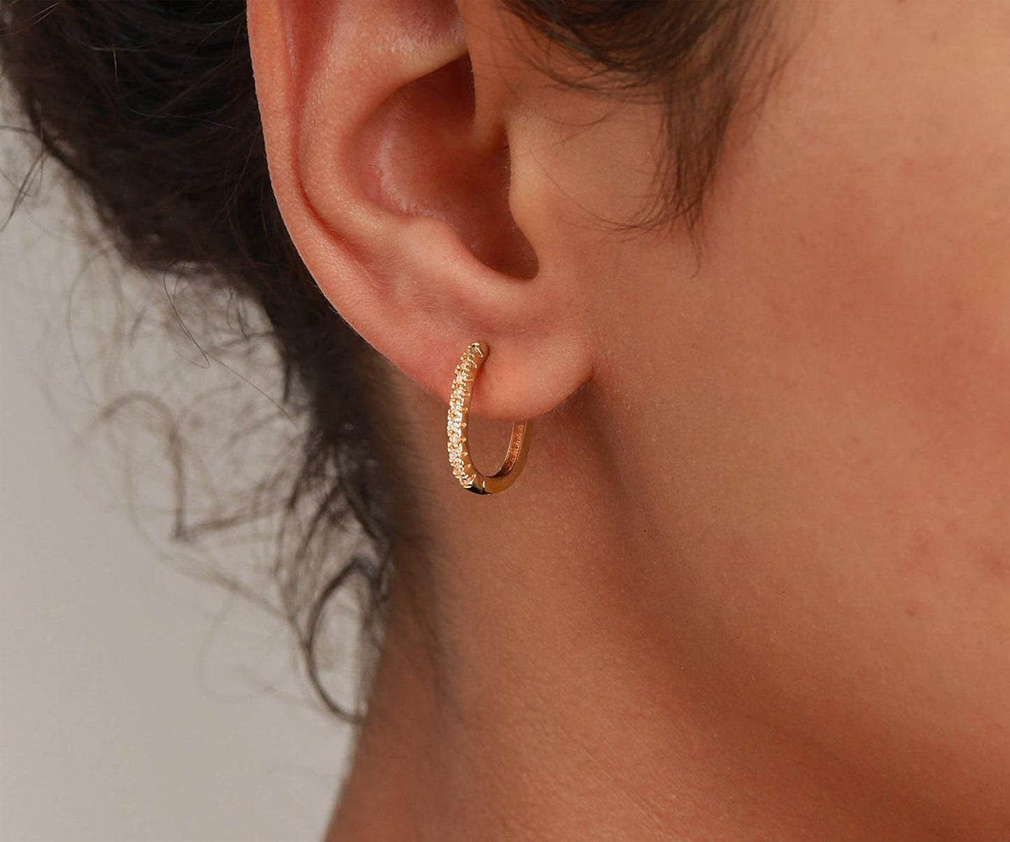 Cubic Zirconia Huggie Earrings 14k Gold Plated Tiny Earrings Small Huggie Hoop Earrings Simple Lightweight Hoops Gift for Women
