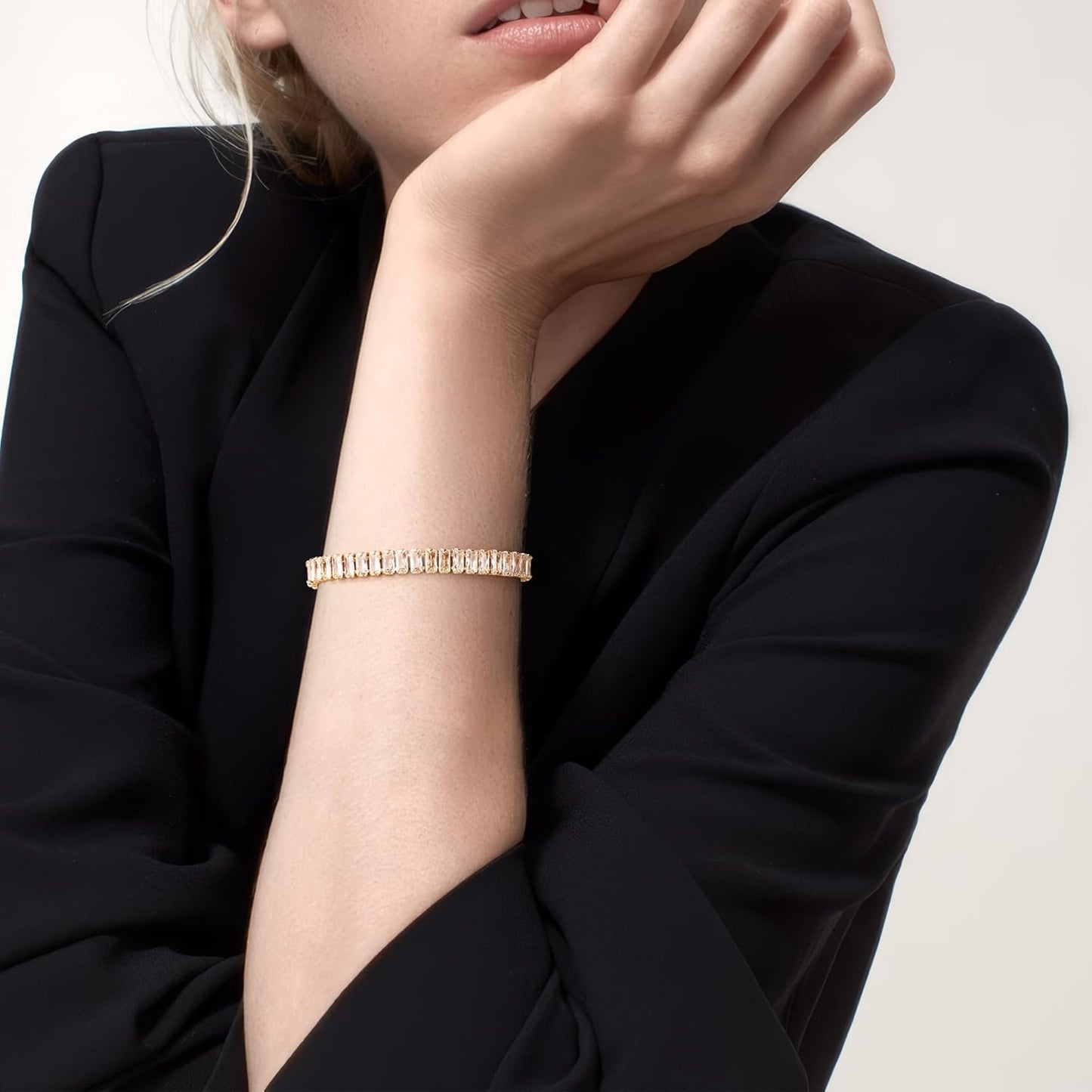 14K Gold Plated Tennis Bracelet for Women – Classic CZ Link Design, Fits 6.0"–7.2" Wrists – Stylish Sparkling Jewelry Gift