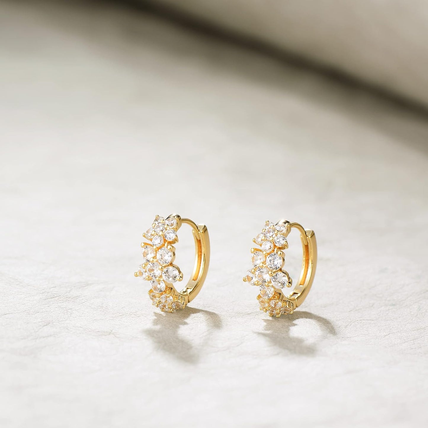 Cubic Zirconia Huggie Earrings 14k Gold Plated Tiny Earrings Small Huggie Hoop Earrings Simple Lightweight Hoops Gift for Women