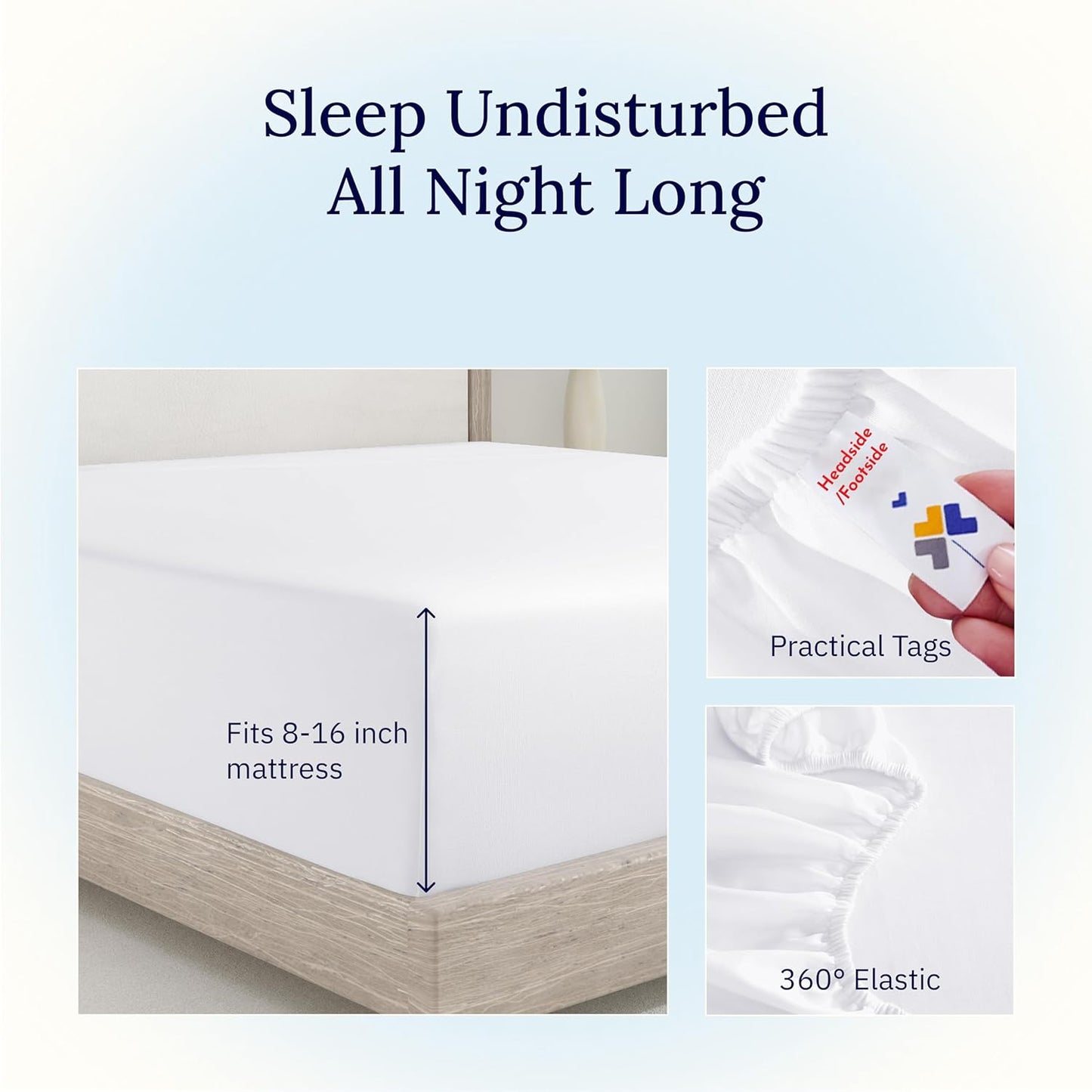 Queen Fitted Sheet Only -  Cotton 400 Thread Count Sateen, Deep Pocket Fitted Sheet Queen