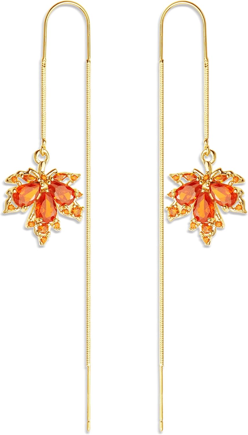 Sonateomber Gold Long Chain Threader Earrings for Women - Fashion Statement Drop Dangle Thread Earrings Jewelry Gift