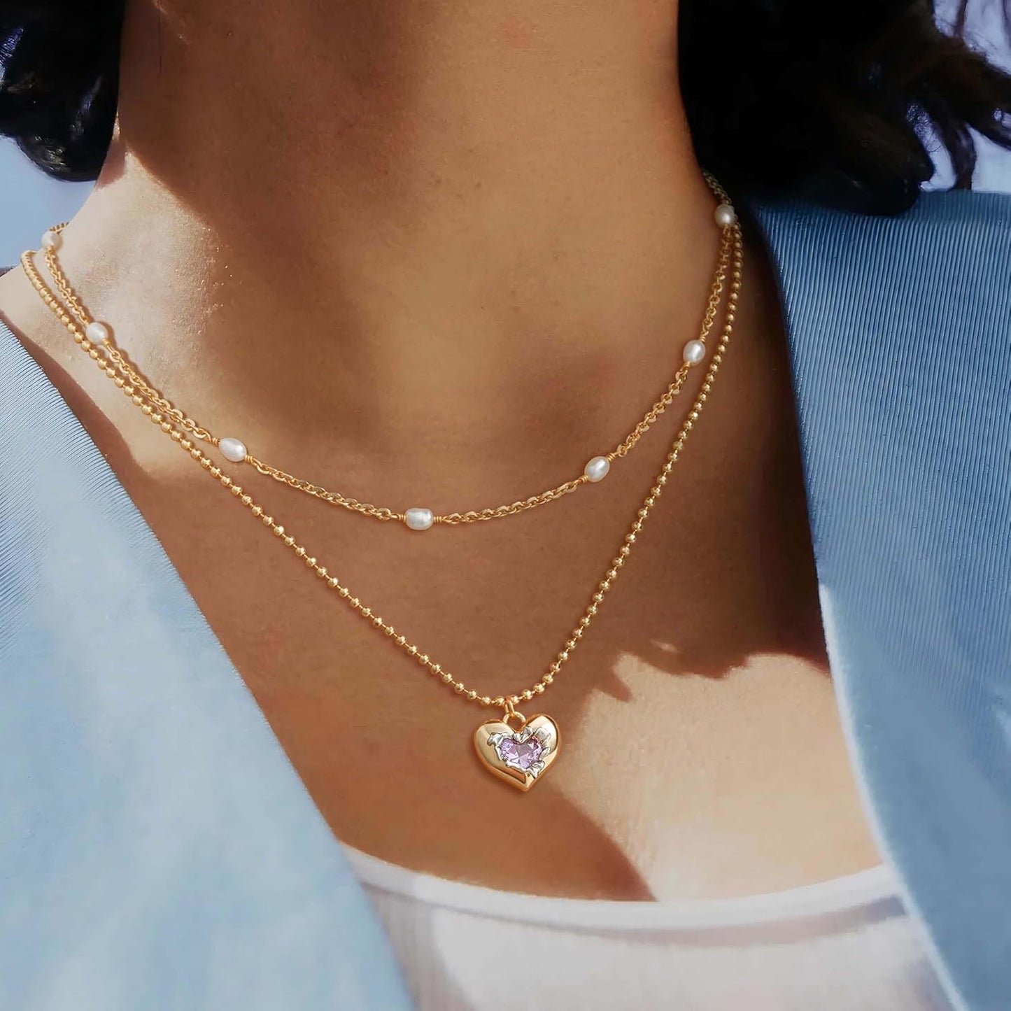 14K Gold Birthstone Heart Necklace - CZ Pendant Jewelry for Women, Birthday Gift