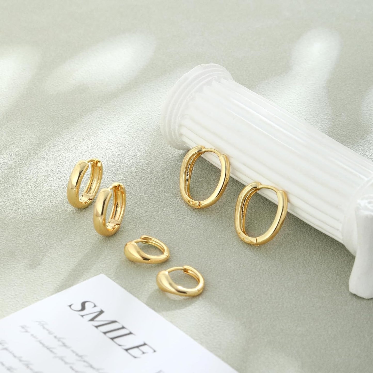 Gold Hoop Earrings for Women Trendy,14K Real Gold Plated Cute Stud Earrings Small Huggie Hoop Earrings non tarnish Jewelry for Women