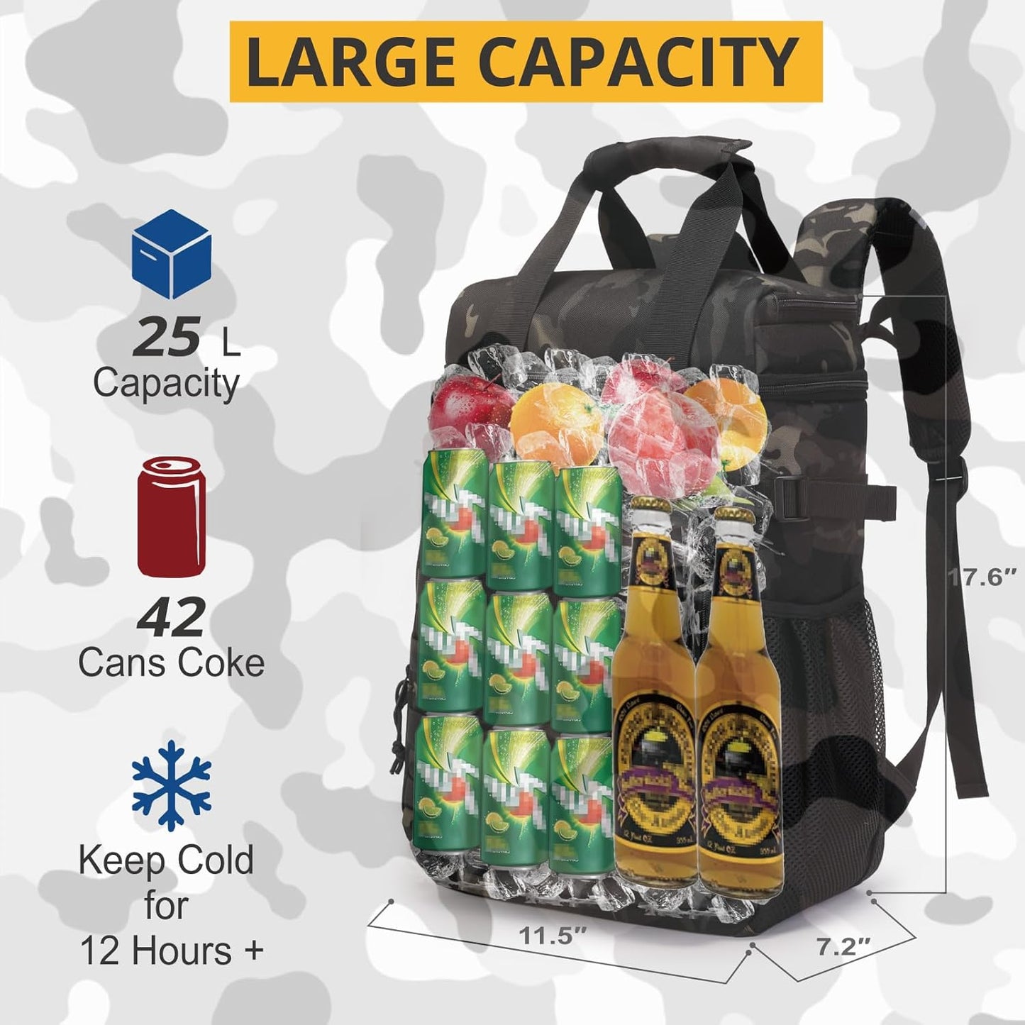 Tactical Backpack Cooler,Lunch Backpack，Soft Cooler Backpack Insulated Waterproof Leak Proof