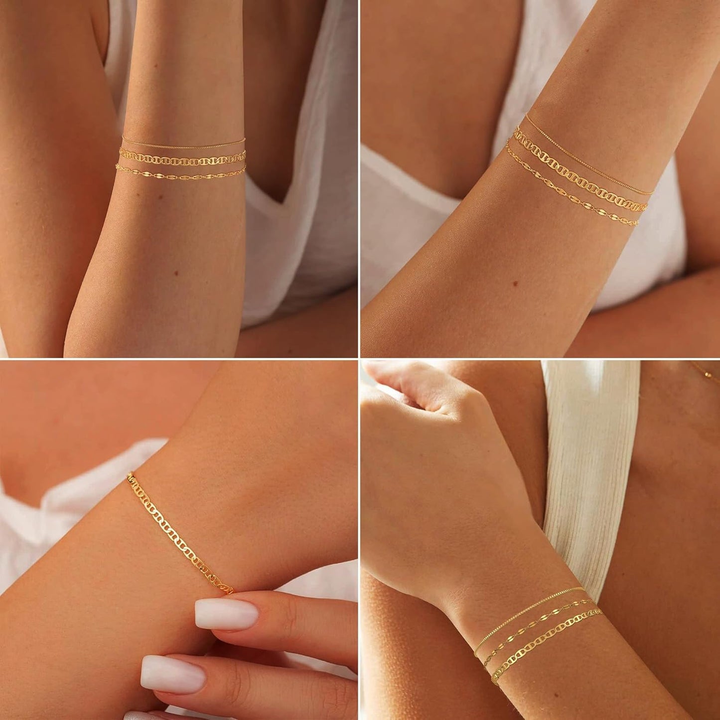Gold Bracelets for Women Non Tarnish, 14K Gold Plated Chunky Cuff Bracelet Gold Bangles Bracelet for Women Trendy