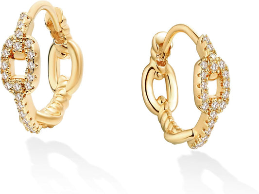 Cubic Zirconia Huggie Earrings 14k Gold Plated Tiny Earrings Small Huggie Hoop Earrings Simple Lightweight Hoops Gift for Women
