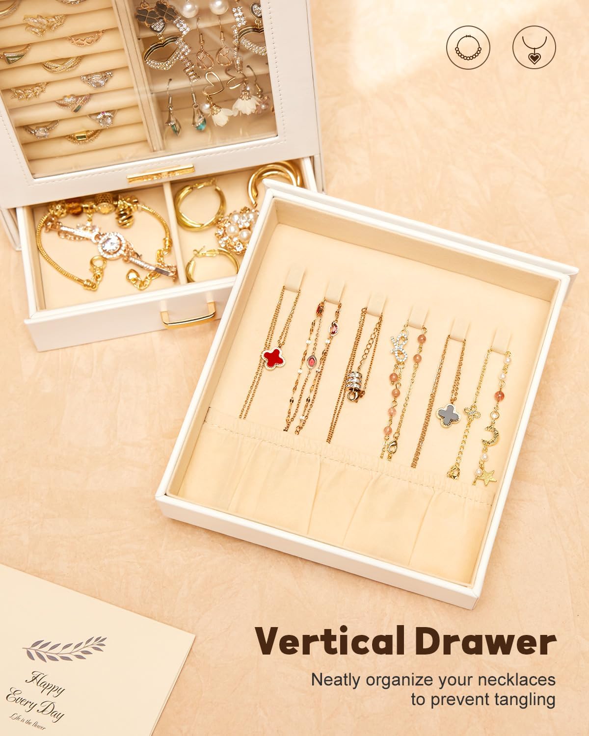 Jewelry Organizer Jewelry Box for Necklaces Rings Earrings Gift Bracelets Storage Case