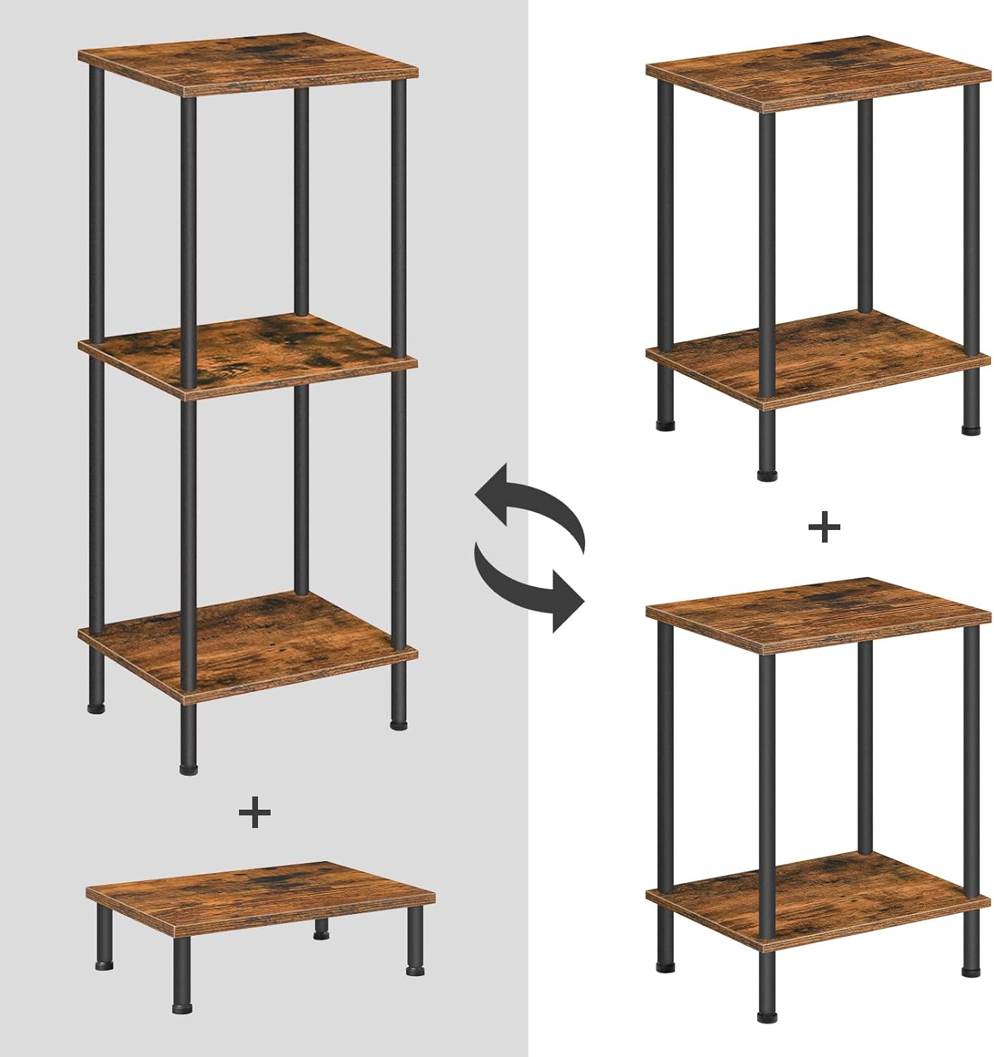 End Tables Set of 2, Small Side Table, Nightstand with 2-Layer Storage Shelves, Easy Assembly