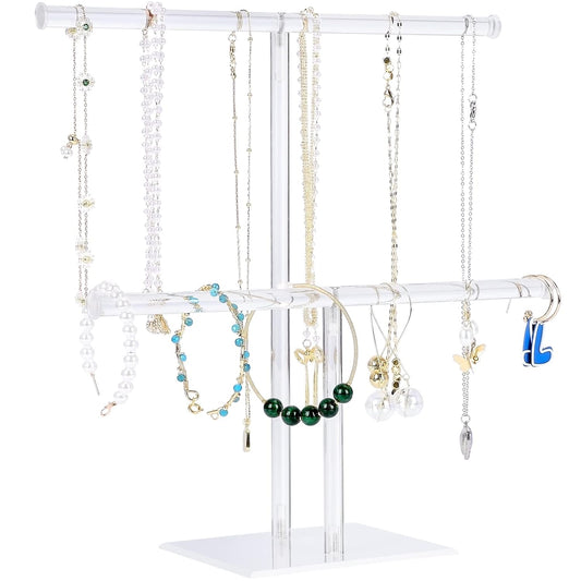 Jewelry Stand Necklace Holder, Acrylic Jewelry Display Holder, Necklace and Bracelet Hanging Organizer