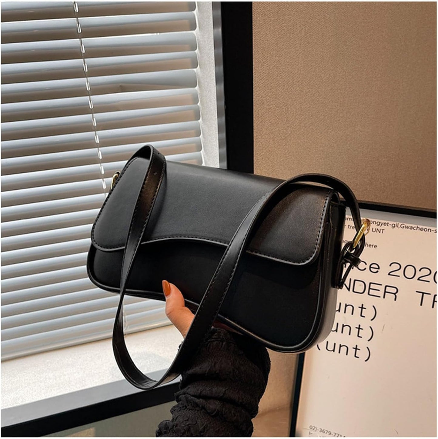Shoulder Bag for Women Y2K Trendy Purse Vegan Leather Hobo Handbags Clutch Saddle Bag with 2 Removable Strap