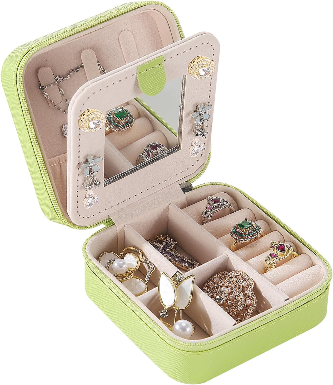 Travel jewelry box Travel Jewelry Organizer Small box Gift for Girls Women with Mirror