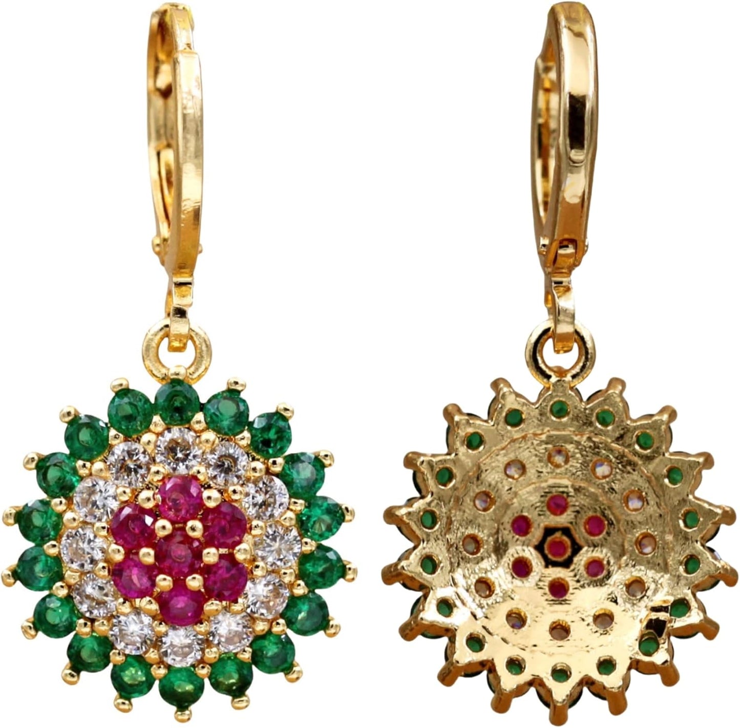 Vuskdtei18K Gold Plated Flower Dangle Earrings for Women, Hypoallergenic Cubic Zirconia Earrings, Elegant Chandelier Drop Earrings