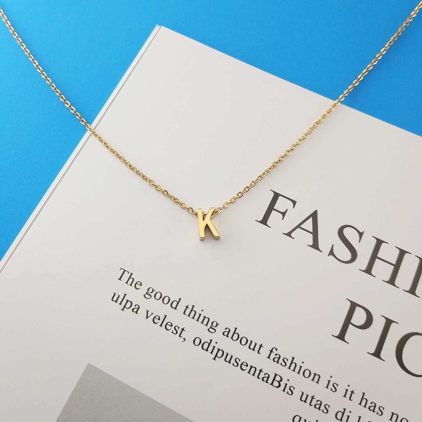 Initial Necklace: 18K Gold Plated Personalized Tiny Letter Name Pendant for Women