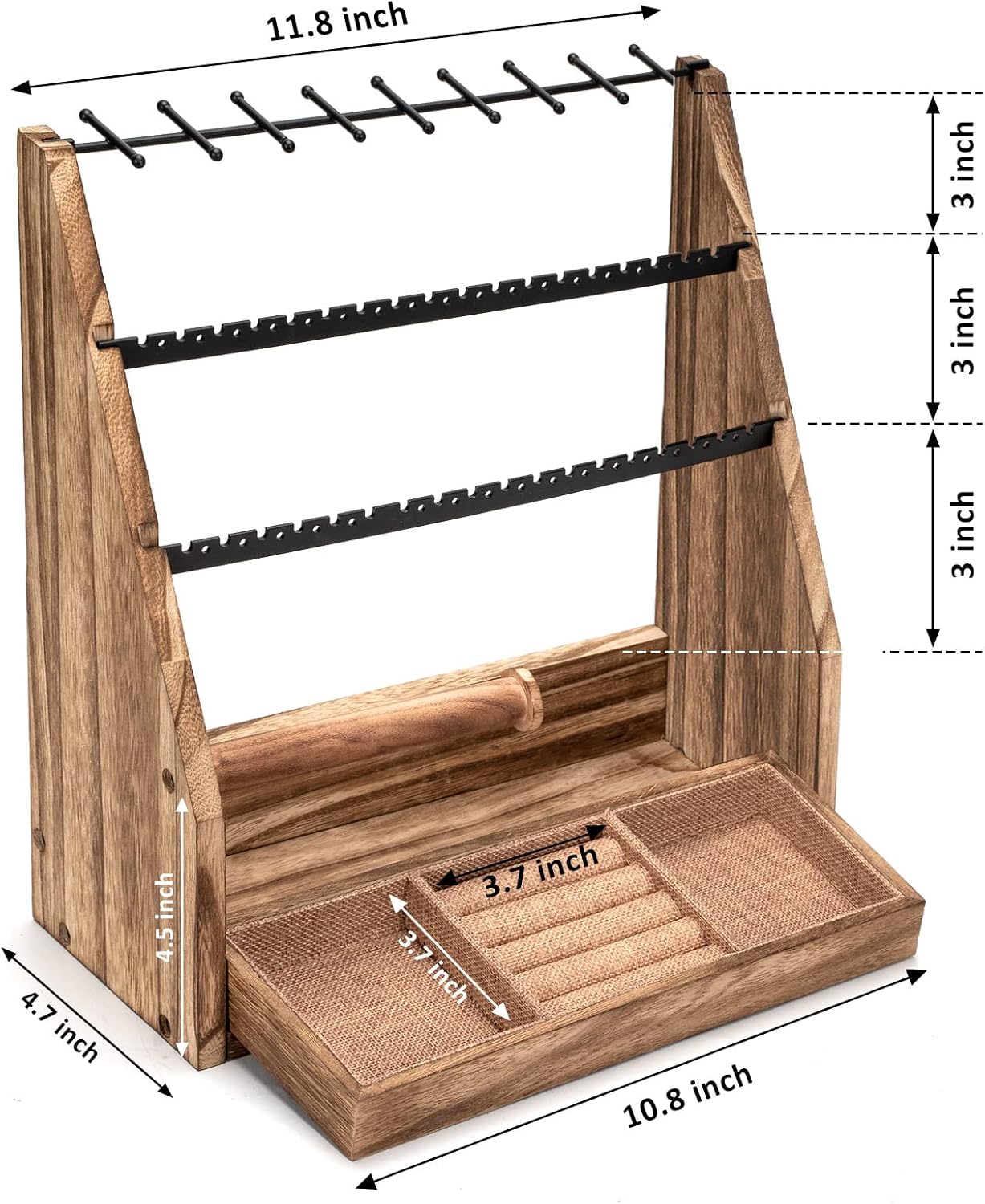 Jewelry Organizer Stand, 5 Layer Earring Holder Organizer with Necklace Holder, Organizer Display
