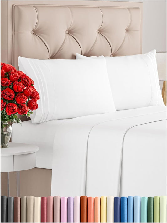 Queen Size 4 count Sheet Set - Comfy Breathable & Cooling Bed  Deep Pockets, Easy Secure Fit