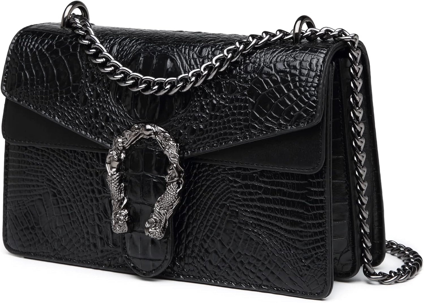Crossbody Bags for Women - Snake Printed Clutch Purses Leather Chain Shoulder Bags Evening Handbags