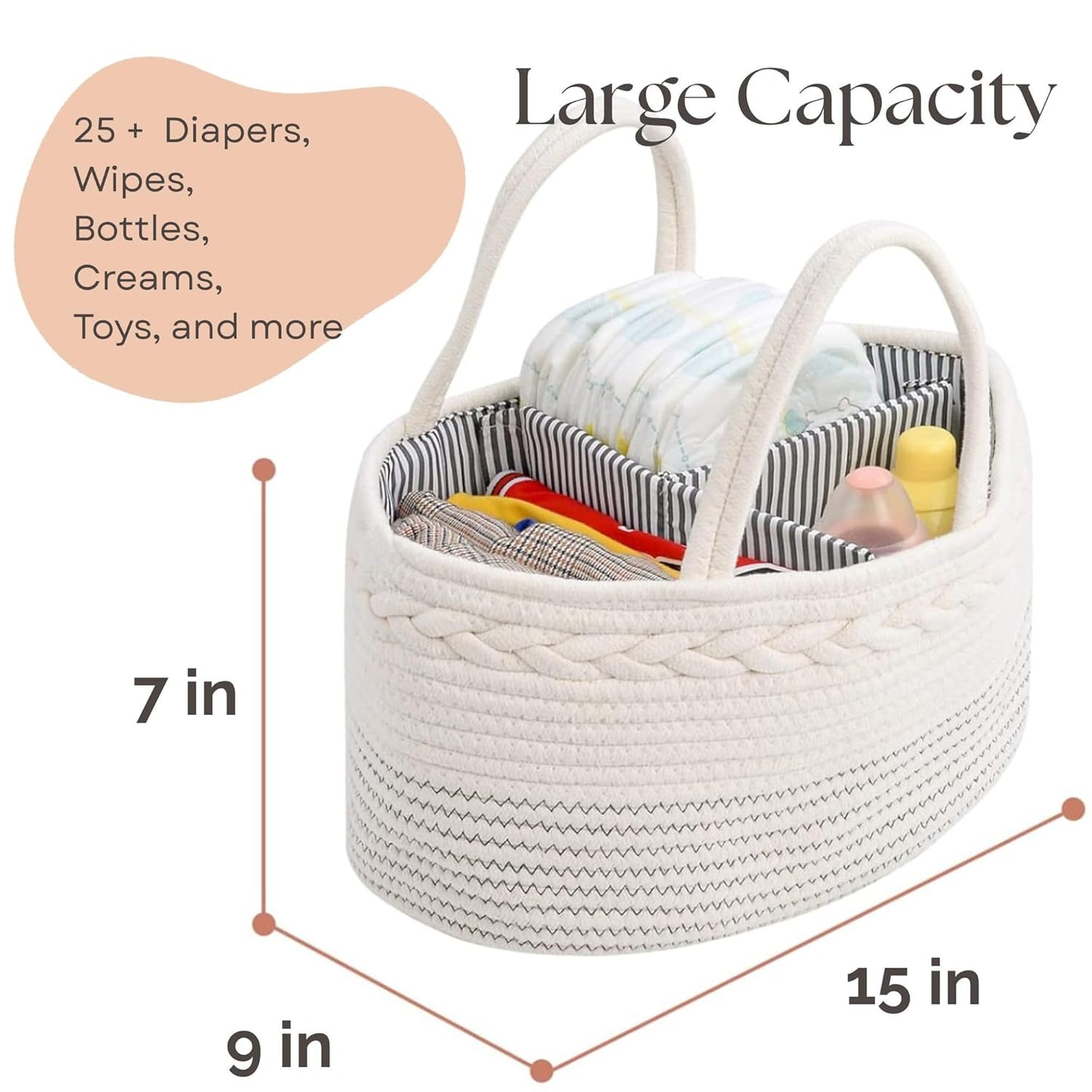 BB room storage basket, changing table storage basket, portable storage basket with removable dividers