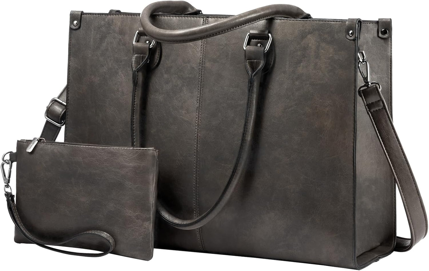 15.6 Inch Large Capacity Vintage Leather Work Computer Bag, Business Casual Shoulder Handbag
