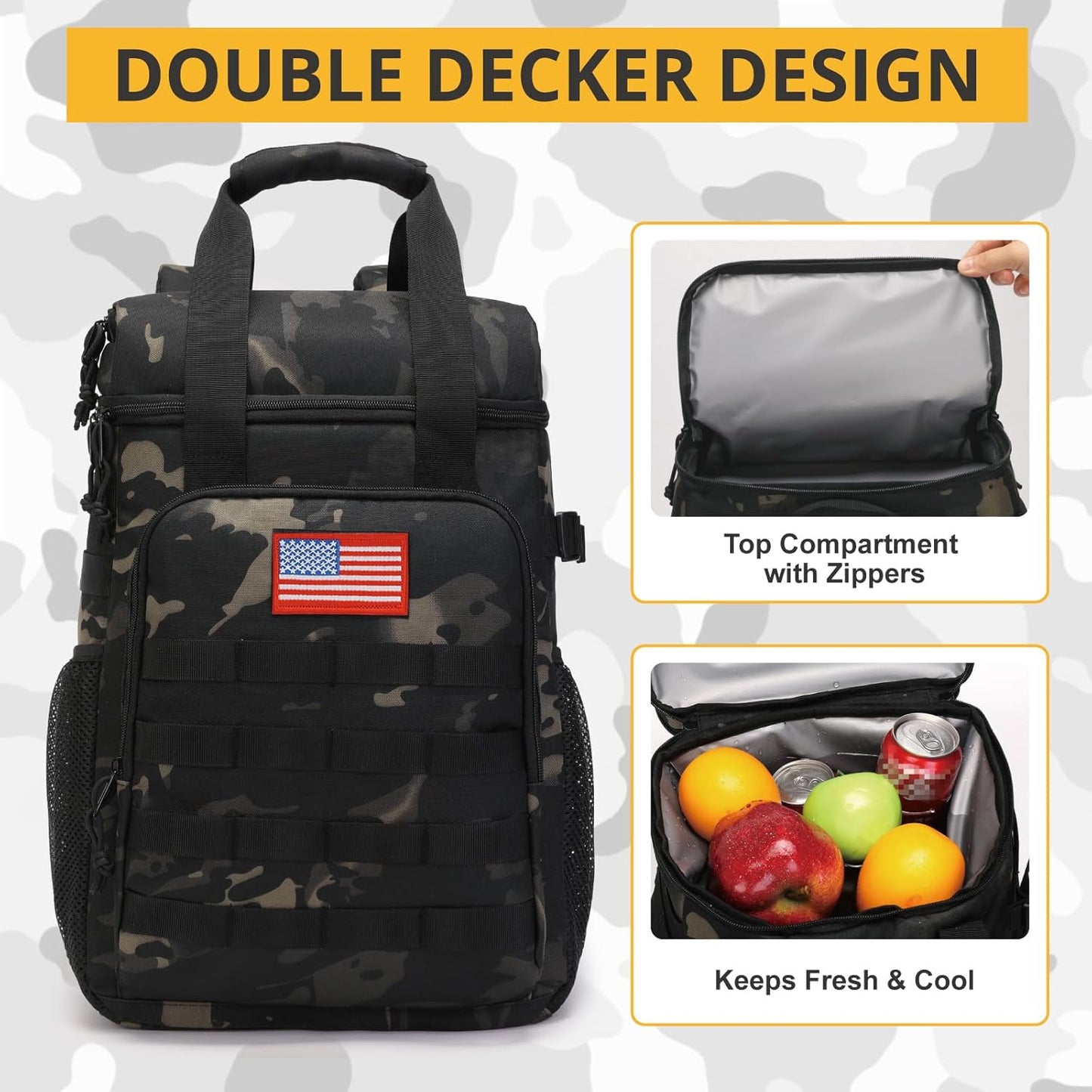 Tactical Backpack Cooler,Lunch Backpack，Soft Cooler Backpack Insulated Waterproof Leak Proof