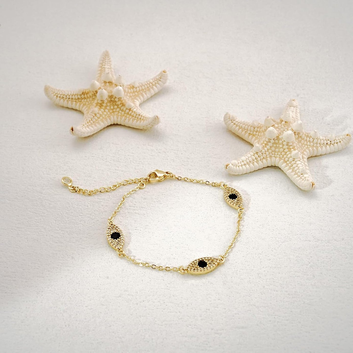 Bracelets for Women 14K Gold Silver Plated Ring Bracelet Hand Chain Dainty Evil Eye Heart Clover Daisy Cubic Zirconia