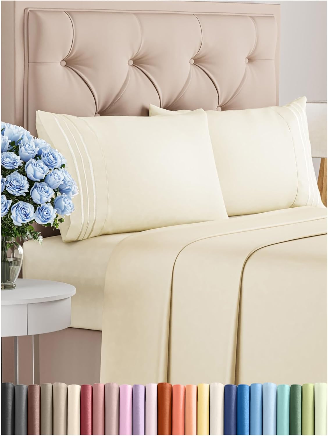 Queen Size 4 count Sheet Set - Comfy Breathable & Cooling Bed  Deep Pockets, Easy Secure Fit