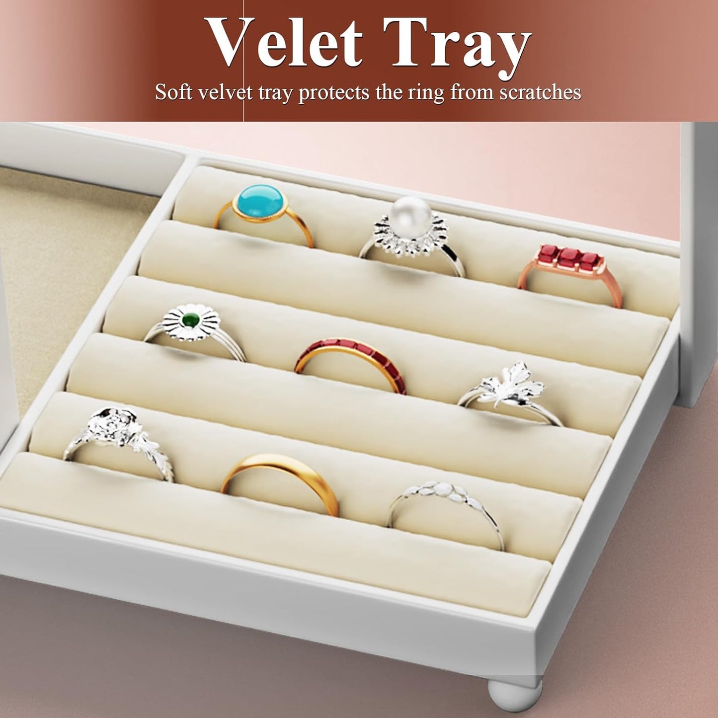 Jewelry Display Rack with 36 Holes Earring Holder, 10 Hooks Necklace Organizer, Velvet Ring Holder Dish