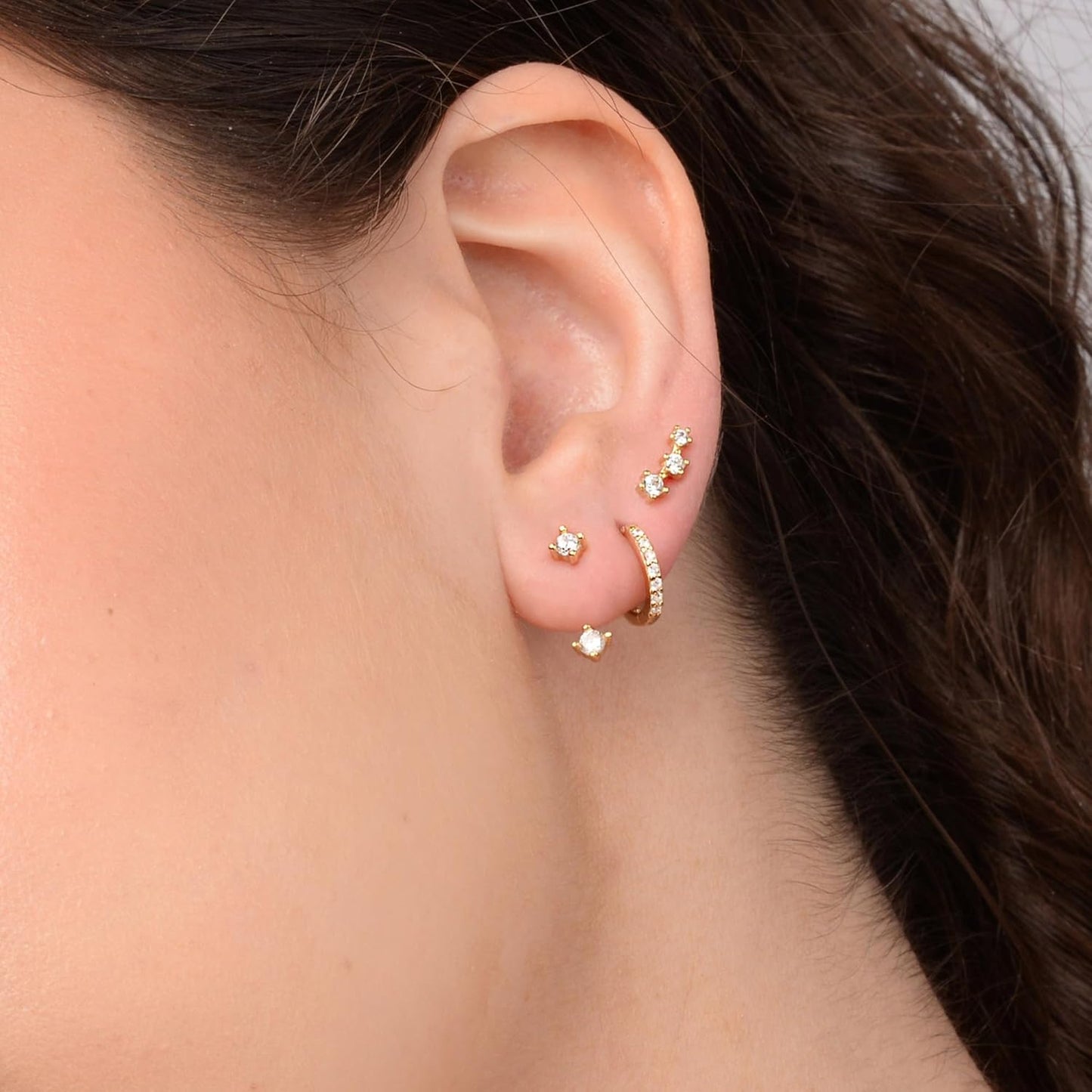 Gold Earrings for Women, 14k Gold Plated Dangle Huggie Earrings for Women Trendy Dainty Gold Hoop Earring Stacks