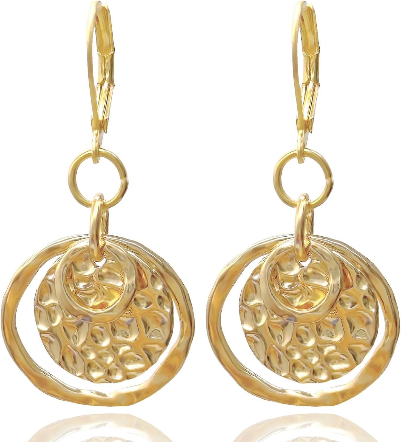 Sterling Silver Leverback Earrings for Women, 14K Gold and Silver Drop Dangle Earrings Jewelry Hypoallergenic