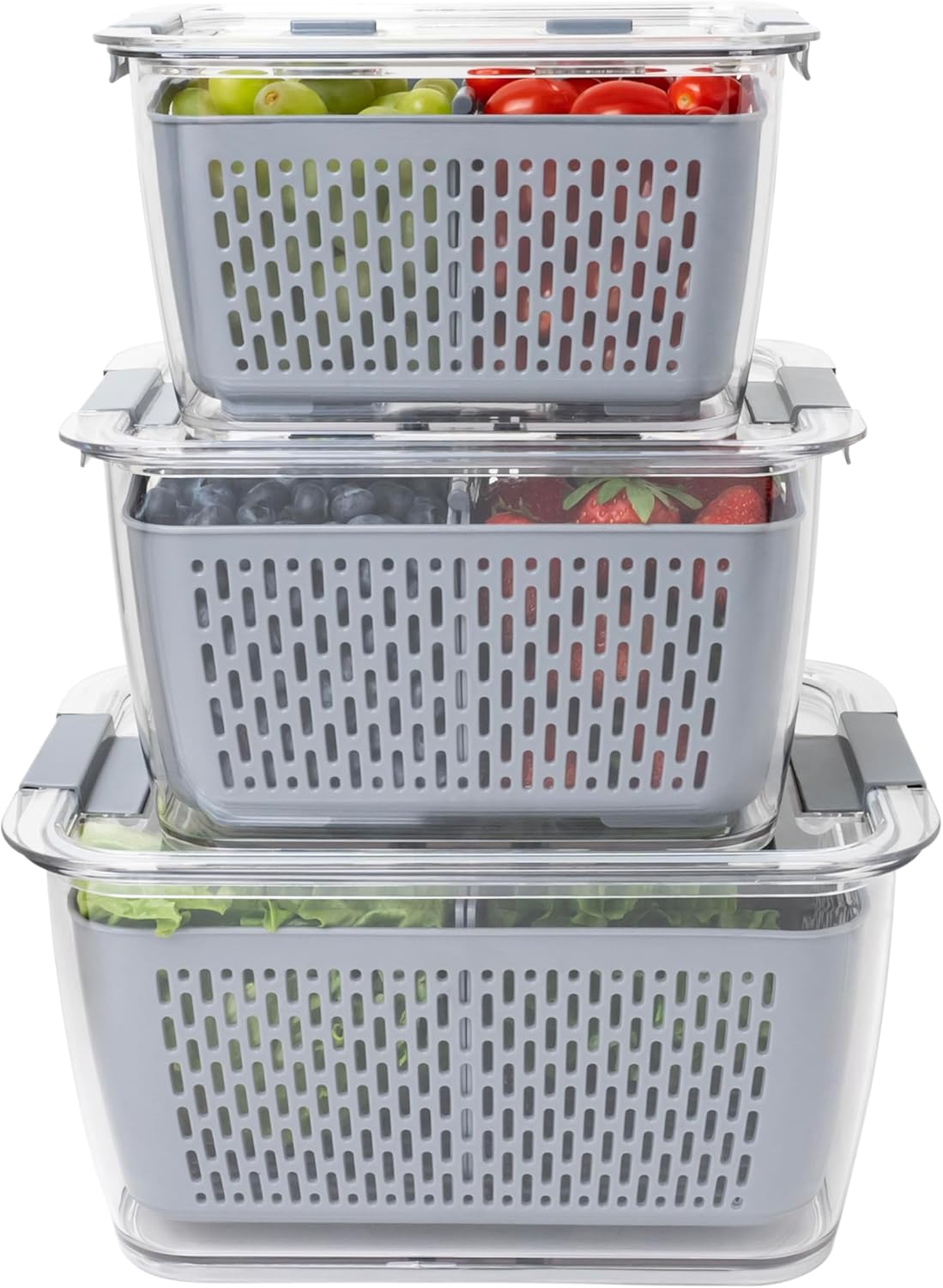 Kitchen Spaces Colander Bin, Produce Saver, Fridge Organizer With Lid, Wash, Strain and Store
