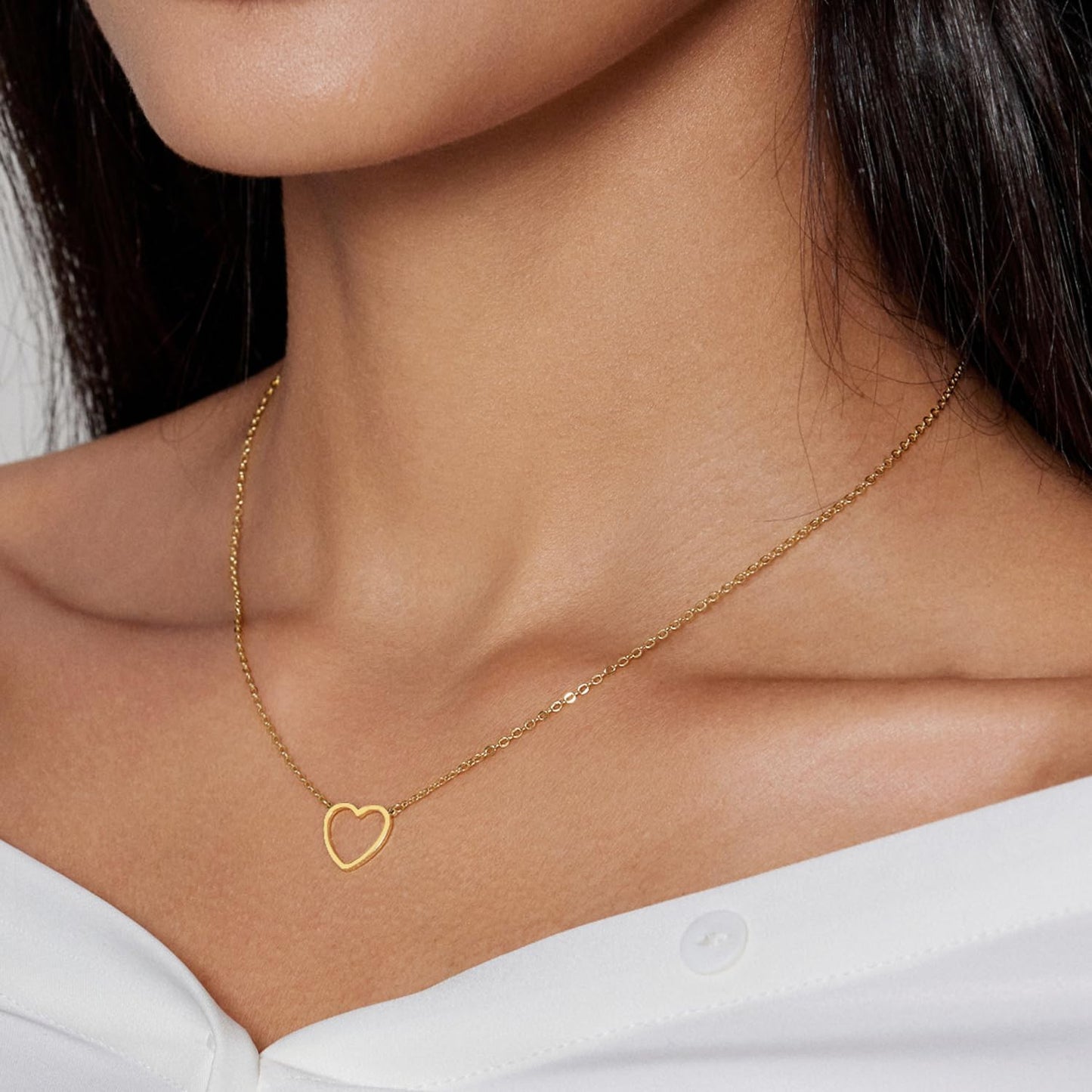 Heart Necklace: 18K Gold/Silver Plated Tiny Pendant, Dainty Valentine's Gift For Women & Teens