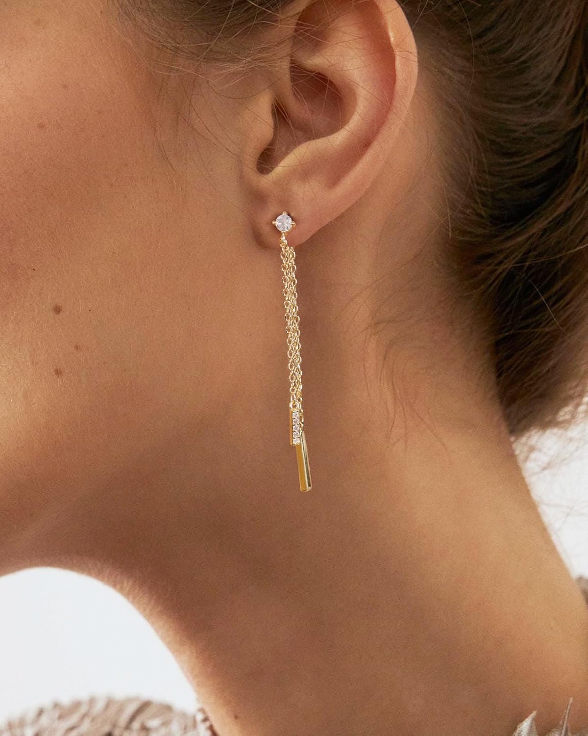 Dangle Earrings for Women- 14K Gold Plated Butterfly Heart Star Hoop Chain Tassel Design Long Dangle Earrings