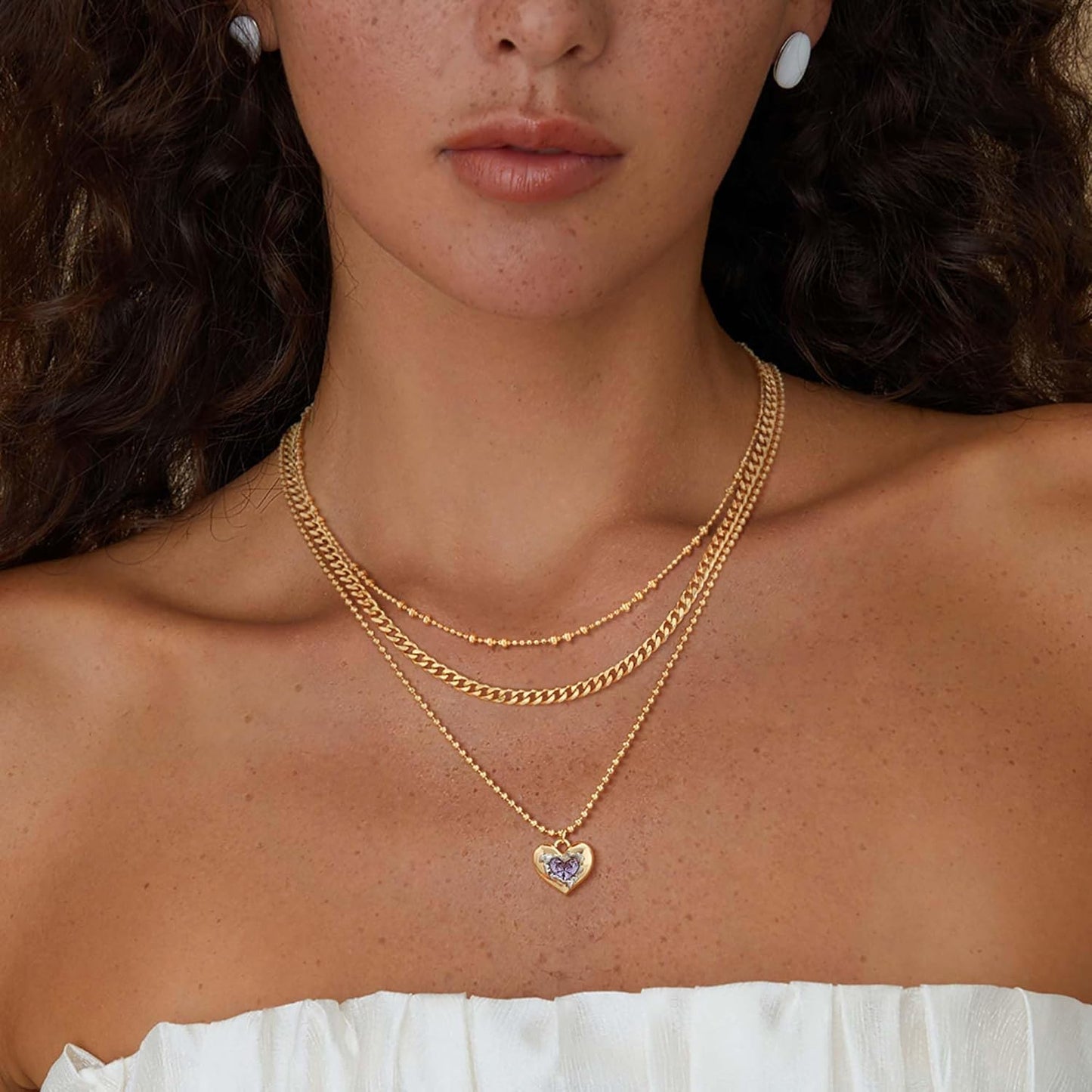 14K Gold Birthstone Heart Necklace - CZ Pendant Jewelry for Women, Birthday Gift