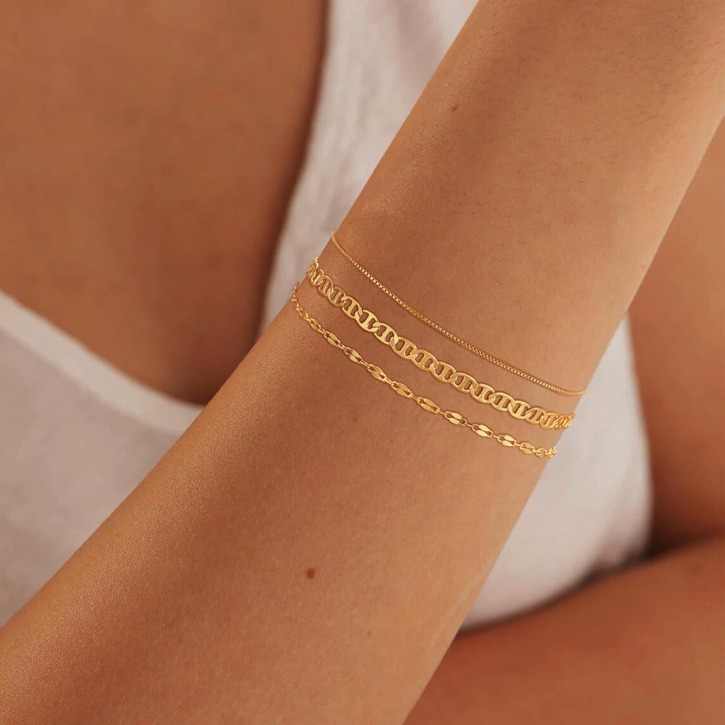 Gold Bracelets for Women Non Tarnish, 14K Gold Plated Chunky Cuff Bracelet Gold Bangles Bracelet for Women Trendy