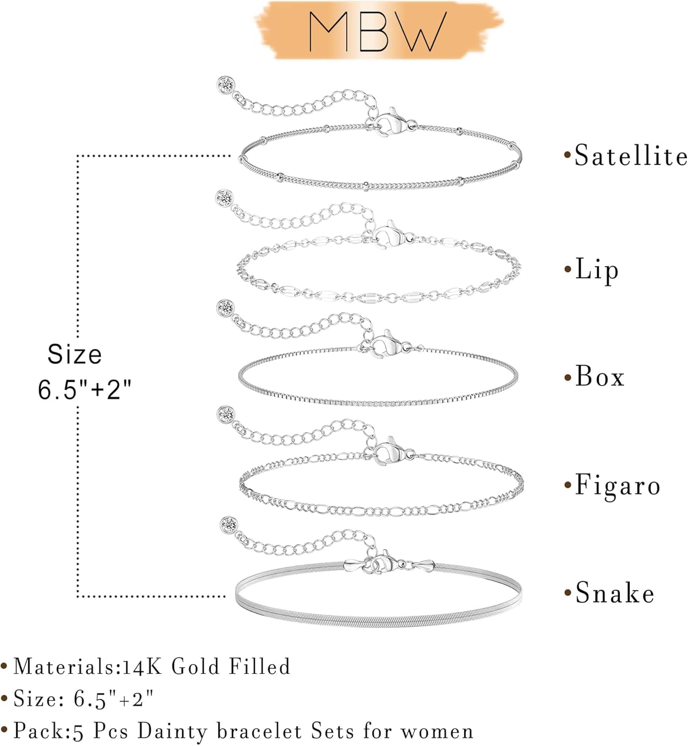 Gold Bracelets for Women, 14K Dainty Gold Plated Stackable Bracelets for Women Trendy Waterproof CZ Tennis Bracelet Set